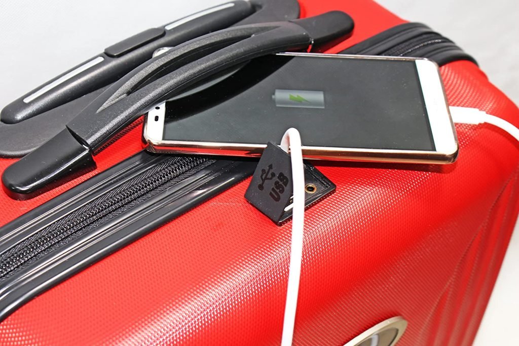 VK Travel Smart (Red Cabin Suitcase + Powerbank) Vivien Kondor London