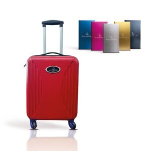 red cabin suitcase + powerbank