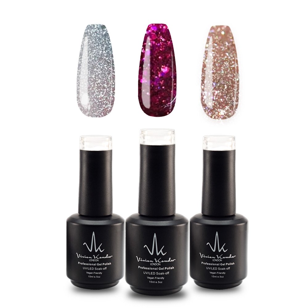 Vivien Kondor Gel Polish Trio (Silver ice + Pink Dust + Sparkling Champagne)