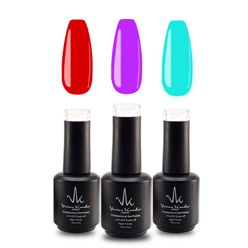 Vivien Kondor Gel Polish Trio (Blood Red + Purple Violet + Aquarium)