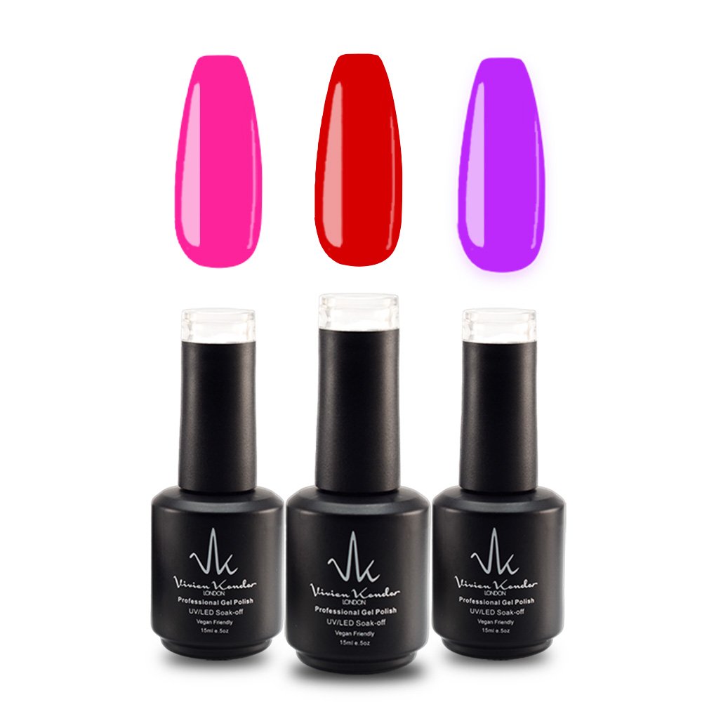 Professional Gel Polish Trio, Set Of 3(flamenco + Blood Red +Purple Violet)