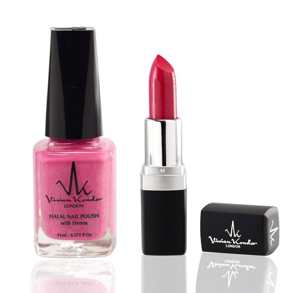 Nail Polish (Pink Tourmaline) + Lipstick (Crimson) Combo Set