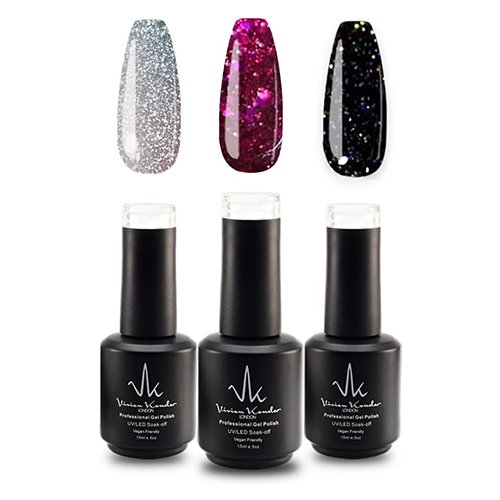 Vivien Kondor Gel Polish Trio (Midnight Mist +Silver Ice + Pink Dust)